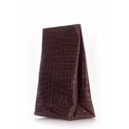 Кожаная сумка-клатч POOLPARTY Aligator Lunchbox Brown