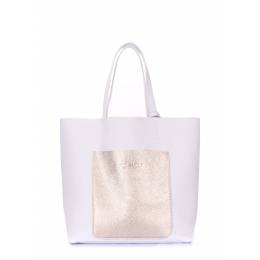 Кожаная сумка POOLPARTY Mania White Gold