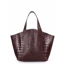 Кожаная сумка POOLPARTY Fiore Caiman Brown