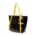 Женская лаковая сумка с желтыми ручками pool91 Black Yellow