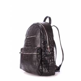 Женский кожаный рюкзак POOLPARTY Mini Bckpck Leather Croco Black