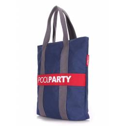 Коттоновая сумка POOLPARTY Pool 82 Darkblue Grey Red