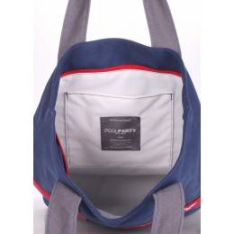 Коттоновая сумка POOLPARTY Pool 82 Darkblue Grey Red
