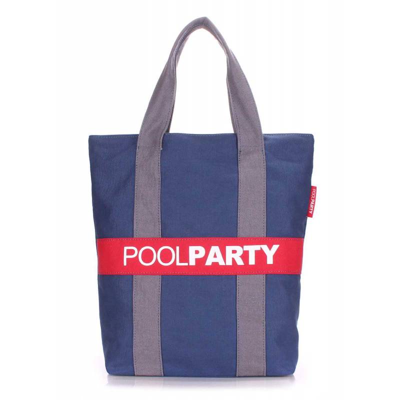 Коттоновая сумка POOLPARTY Pool 82 Darkblue Grey Red