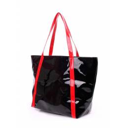 Женская лаковая сумка с красными ручками pool91 Black Red