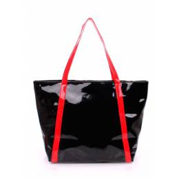 Женская лаковая сумка с красными ручками pool91 Black Red