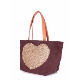 Коттоновая сумка POOLPARTY Love Tote Brown