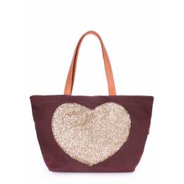 Коттоновая сумка POOLPARTY Love Tote Brown