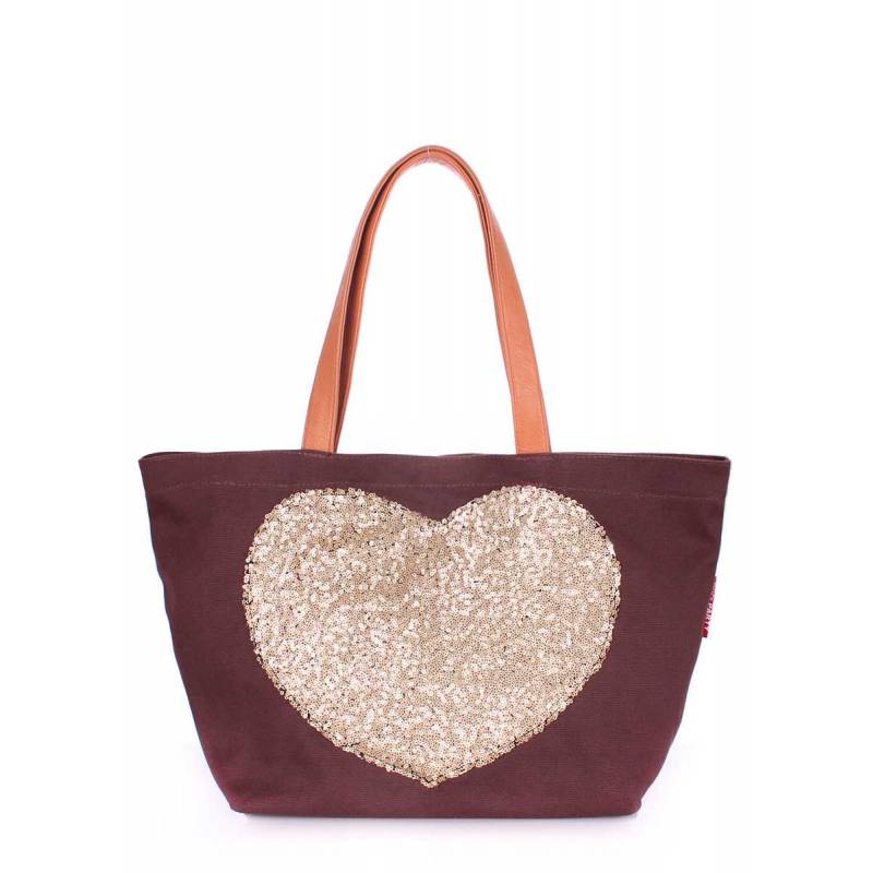 Коттоновая сумка POOLPARTY Love Tote Brown