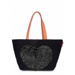 Коттоновая сумка POOLPARTY Love Tote Doubleblack