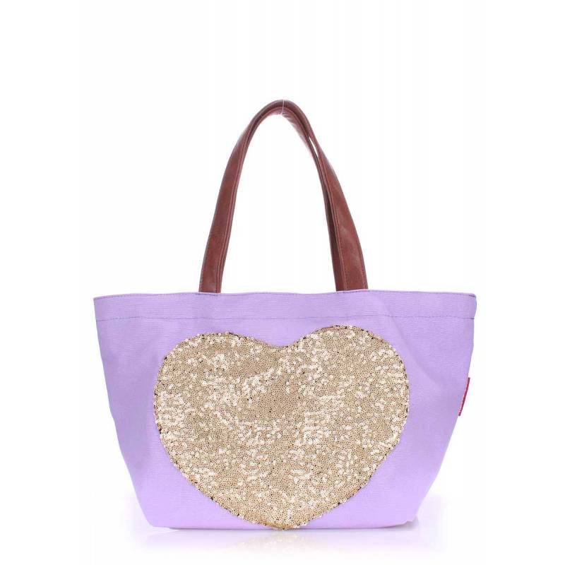 Коттоновая сумка POOLPARTY Love Tote Lilac