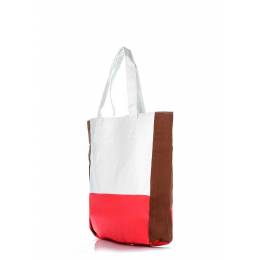 Коттоновая сумка POOLPARTY Triplex White Red Brown