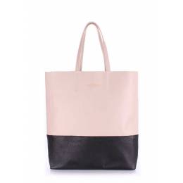 Кожаная сумка POOLPARTY City Beige Black