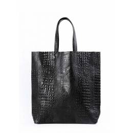 Кожаная сумка POOLPARTY City Croco Black