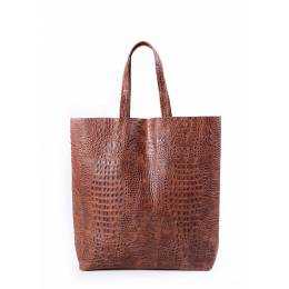 Кожаная сумка POOLPARTY City Croco Brown