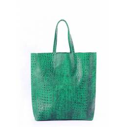 Кожаная сумка POOLPARTY City Croco Green