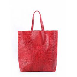 Кожаная сумка POOLPARTY City Croco Red