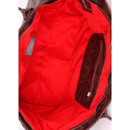 Кожаная сумка POOLPARTY Desire Croco Brown