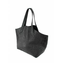 Кожаная сумка POOLPARTY Fiore Crocodile Black