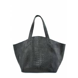 Кожаная сумка POOLPARTY Fiore Crocodile Black