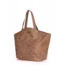 Кожаная сумка POOLPARTY Fiore Crocodile Beige