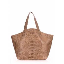 Кожаная сумка POOLPARTY Fiore Crocodile Beige