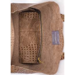 Кожаная сумка POOLPARTY Fiore Crocodile Beige