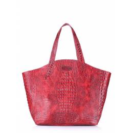 Кожаная сумка POOLPARTY Fiore Crocodile Red