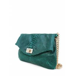Кожаная сумочка-клатч с цепочкой POOLPARTY Green Snake Clutch