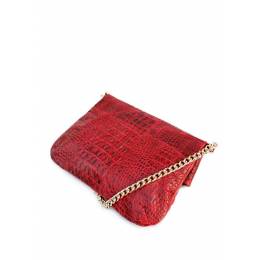 Кожаная сумочка-клатч с цепочкой POOLPARTY Red Crocodile Clutch