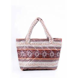 Дутая сумка POOLPARTY с северным узором  pp11 Brown
